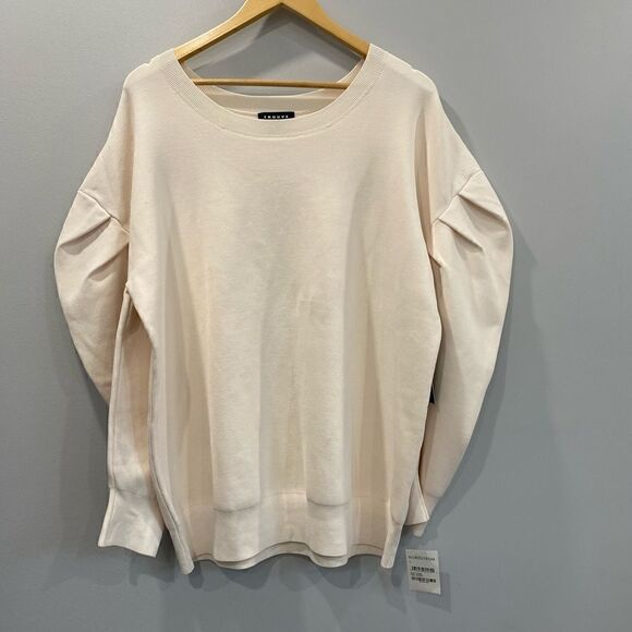 NWT Trouve Sheer Women Small Pleated Sleeve Pullover Sweater - Picture 4 of 9